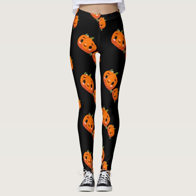 Halloween: Pumpkin mönster-balkar Leggings (Framsida)