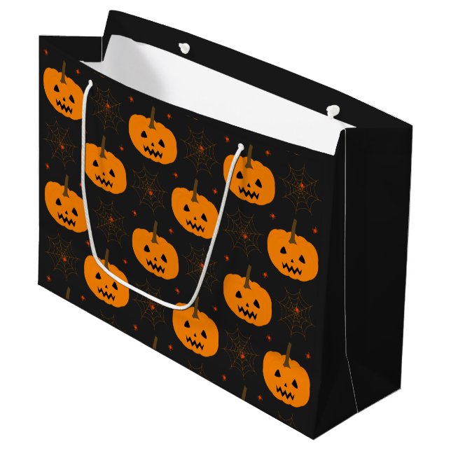 Halloween Pumpkin Mönster Large Gift Bag (Framsidan Vinklad)