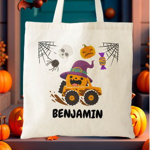 Halloween Pumpkin Monster Lastbil Treat eller Tric Tygkasse