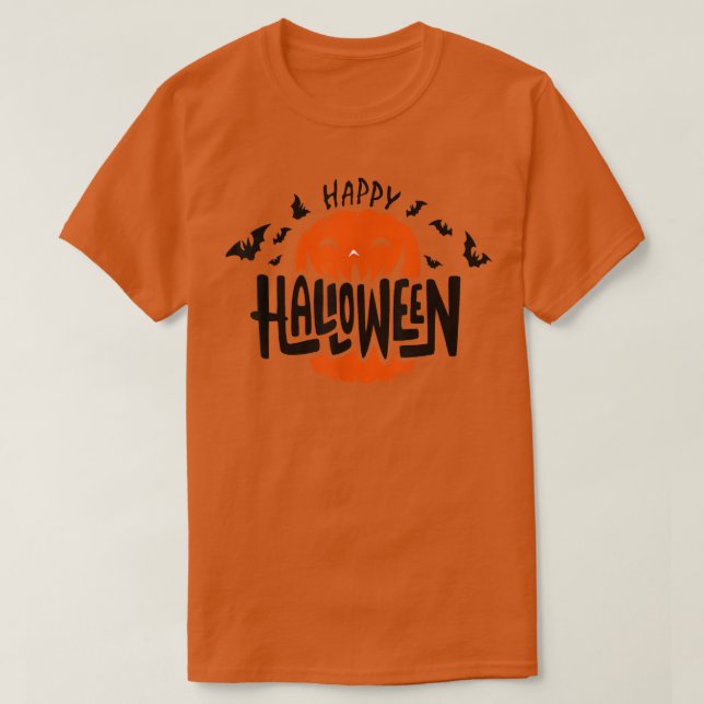 Halloween Pumpkin och Fladdermöss, Jack o lantern  T Shirt (Design framsida)