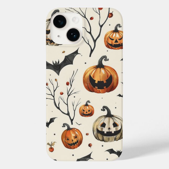 Halloween Pumpkin och Fladdermus Mönster Vintage F (Baksida)