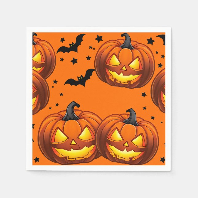 Halloween Pumpkin och Fladdermus Pappersservett (Framsidan)