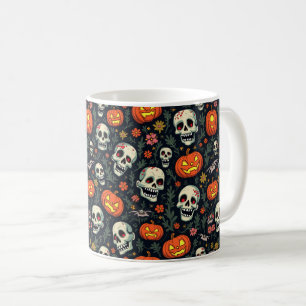 Halloween Pumpkin och skalle Kaffemugg