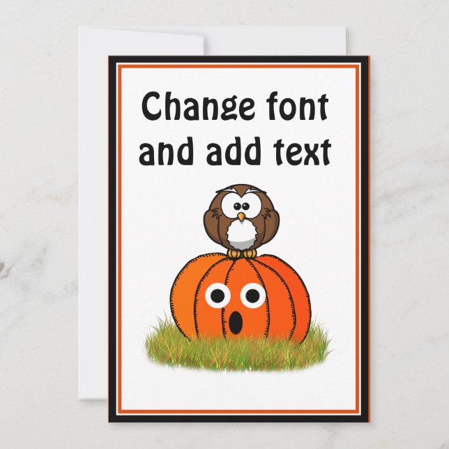 Halloween Pumpkin och Spooking Uggla Inbjudningar (Framsida)