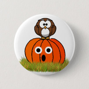 Halloween Pumpkin och Spooking Uggla Knapp