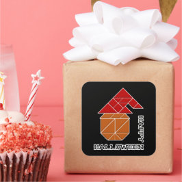 Halloween Pumpkin och Witch Hat Fyrkantigt Klistermärke