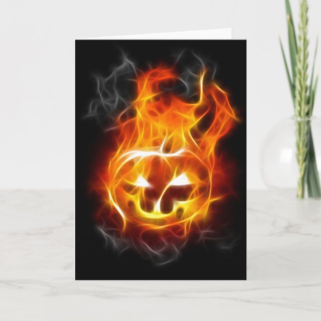 Halloween Pumpkin on Fire Kort (Framsida)