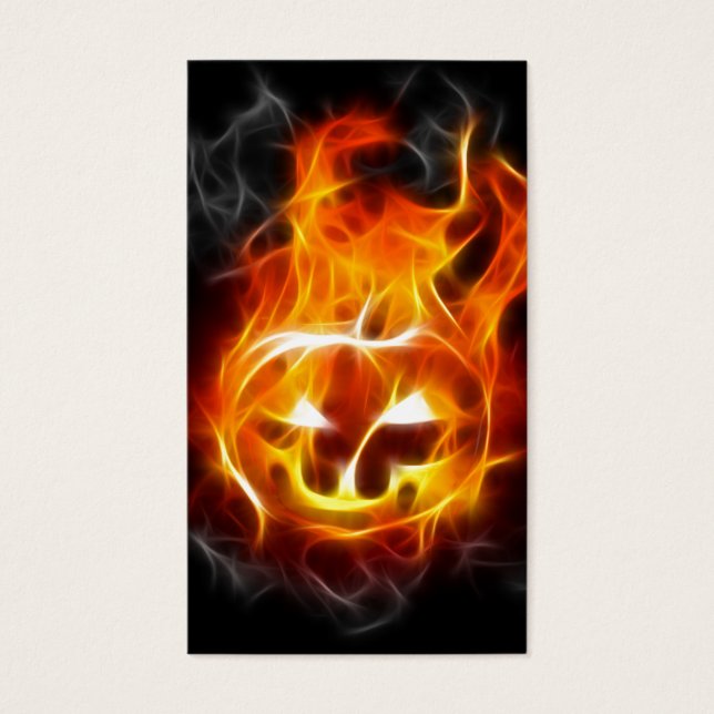 Halloween Pumpkin on Fire Visitkort (Framsidan)