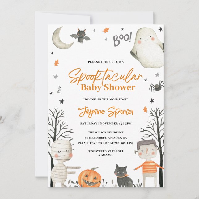 Halloween Pumpkin Orange Baby Shower Inbjudningar (Framsida)