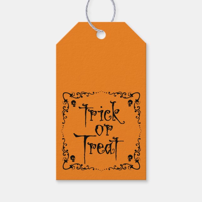 Halloween Pumpkin Orange Bus eller godis Presentetikett (Framsidan)