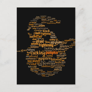 Halloween Pumpkin Ord Cloud Vykort