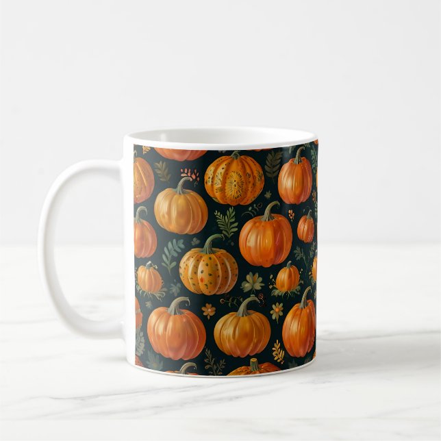 Halloween Pumpkin paj Vibes Kaffemugg (Vänster)