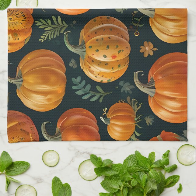 Halloween Pumpkin paj Vibes Kökshandduk (Vikta)