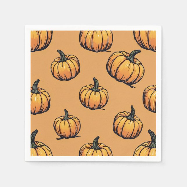 Halloween Pumpkin Pappra Napkins Pappersservett (Framsidan)