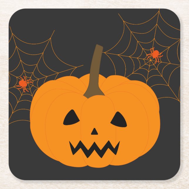 Halloween Pumpkin Papprare Underlägg Papper Kvadrat (Framsidan)