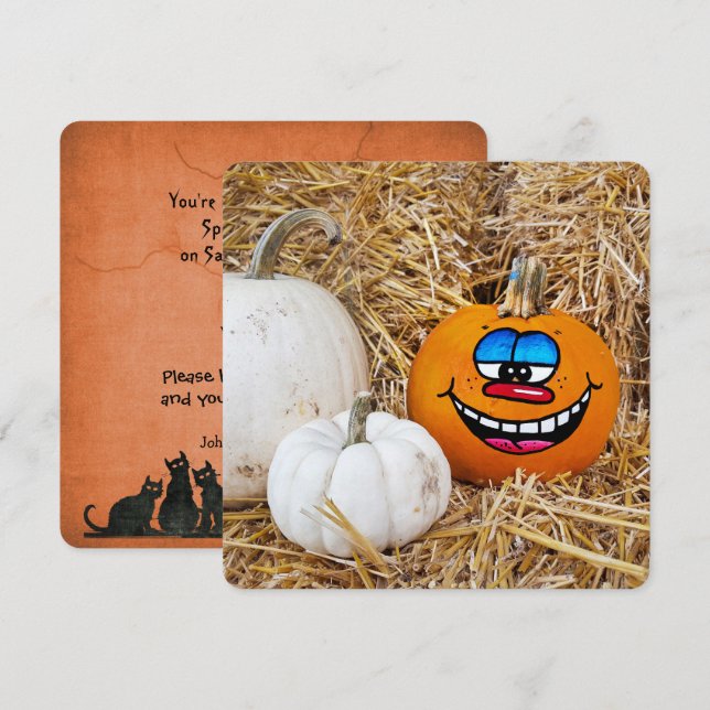 Halloween Pumpkin Party Inbjudningar (Fram/baksida)