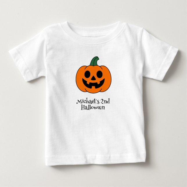 Halloween Pumpkin Personlig Pojke T Shirt (Framsida)