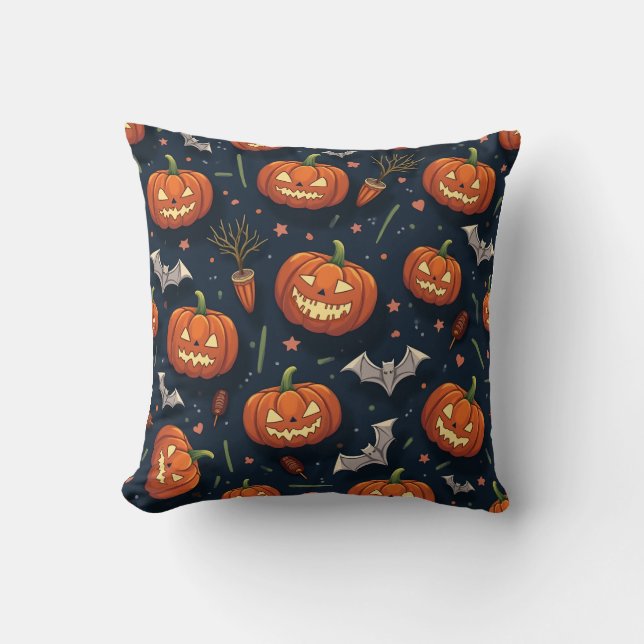 Halloween Pumpkin Pillow Cushion Kudde (Framsida)