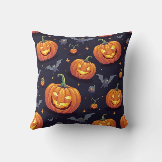 Halloween Pumpkin Pillow Cushion Kudde (Baksida)