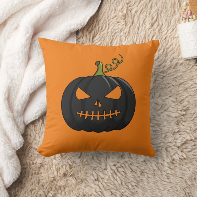 Halloween Pumpkin Pillow, Cute & Spooky Fall Decor Kudde (Filt)