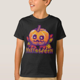Halloween pumpkin pixel art t shirt