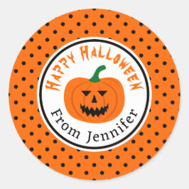 Halloween Pumpkin Polka dots Stickers Runt Klistermärke