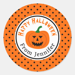 Halloween Pumpkin Polka dots Stickers Runt Klistermärke
