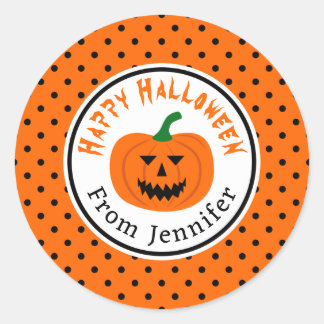 Halloween Pumpkin Polka dots Stickers Runt Klistermärke