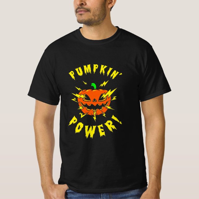 Halloween Pumpkin Power T Shirt (Framsida)
