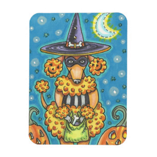 HALLOWEEN PUMPKIN PUDEL, HUND MAGNET