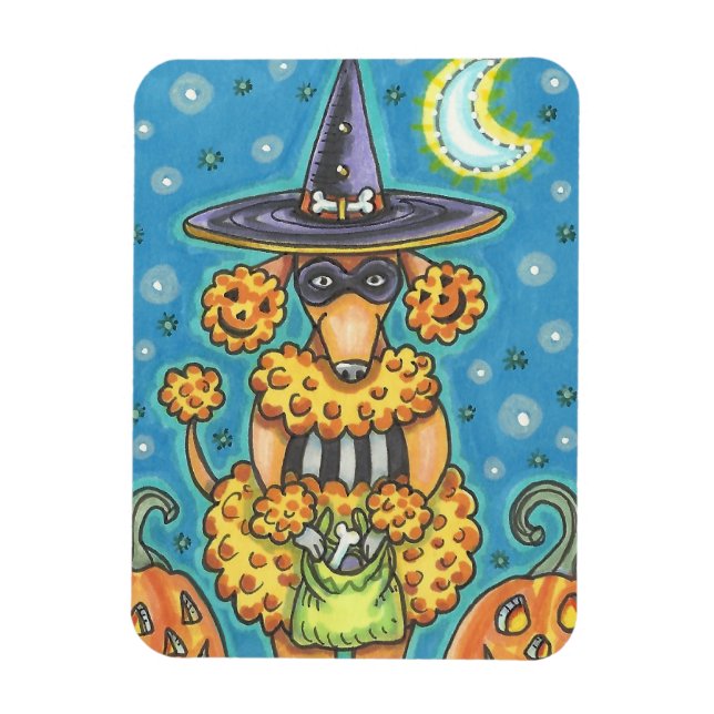HALLOWEEN PUMPKIN PUDEL, HUND MAGNET (Vertikal)