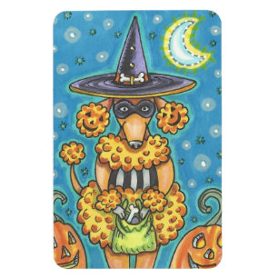 HALLOWEEN PUMPKIN PUDEL, HUND MAGNET