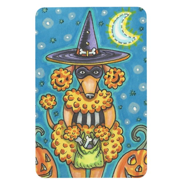 HALLOWEEN PUMPKIN PUDEL, HUND MAGNET (Vertikal)