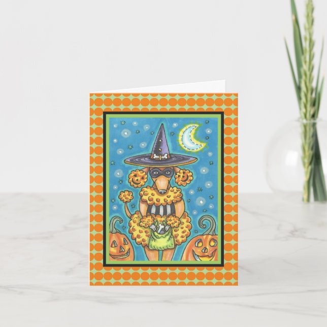 HALLOWEEN PUMPKIN PUDEL NOTE CARD Verse Kort (Framsida)