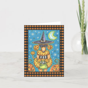 HALLOWEEN PUMPKIN PUDEL NOTE GREETING CARD Blank Kort