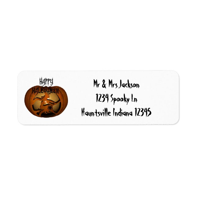 Halloween Pumpkin Returadress Etikett (Framsidan)