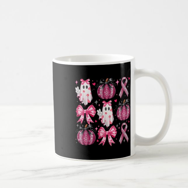 Halloween Pumpkin Rosa Ribbon Disco Ghost Bow Brea Kaffemugg (Höger)