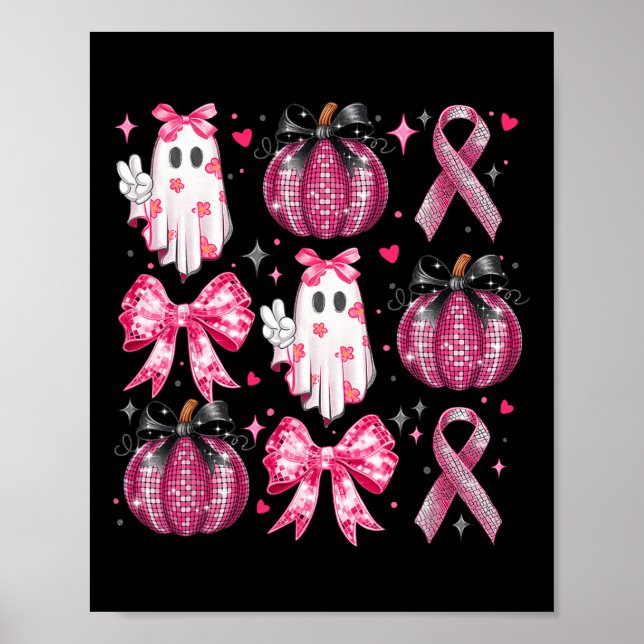 Halloween Pumpkin Rosa Ribbon Disco Ghost Bow Brea Poster (Framsidan)