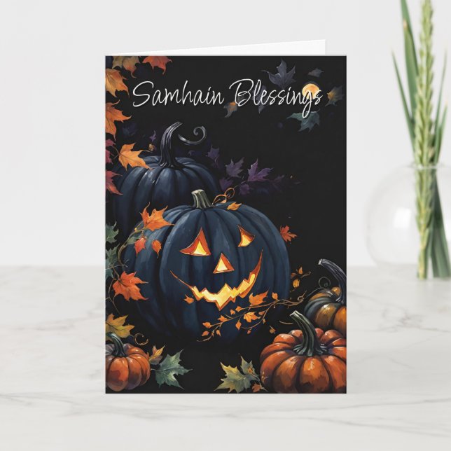 Halloween Pumpkin Samhain Night Pagan Blessings Kort (Framsida)