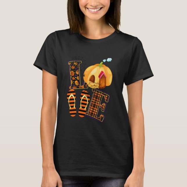 Halloween Pumpkin Sandals Orange Plade Halloween C T Shirt (Framsida)