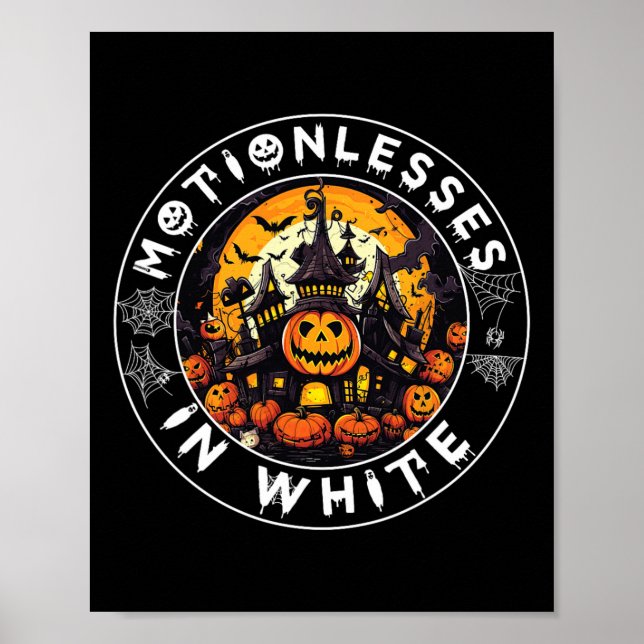 Halloween Pumpkin Scary Funny Motionlesses in Whit Poster (Framsidan)