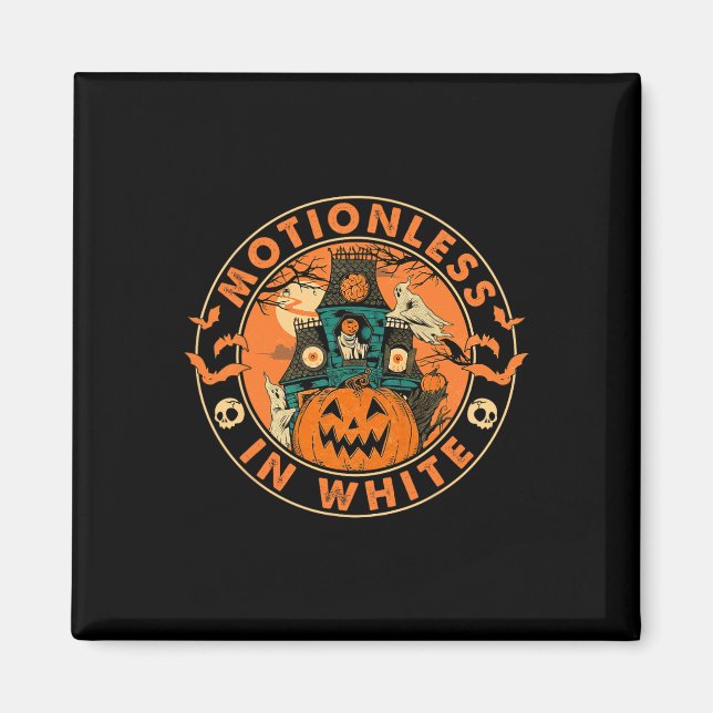 Halloween Pumpkin Scary Roligt Motionlesses in Whi Magnet (Framsidan)