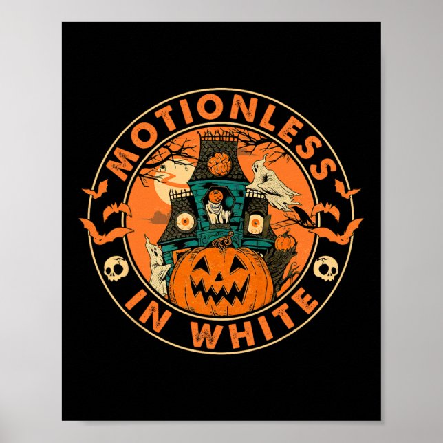 Halloween Pumpkin Scary Roligt Motionlesses in Whi Poster (Framsidan)