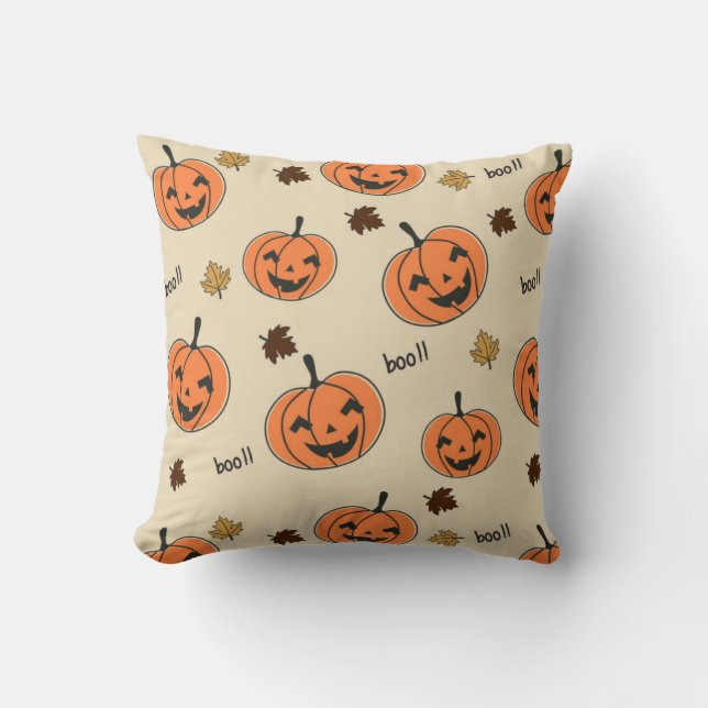 Halloween Pumpkin Seamless Mönster Kudde (Framsida)