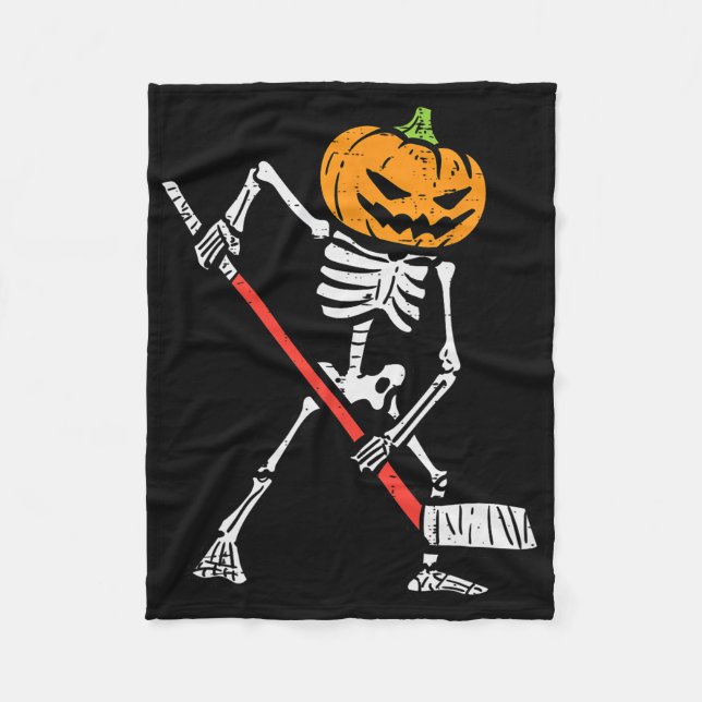 Halloween Pumpkin Skeleton Ice Hockey Costume Men  Fleecefilt (Framsidan)