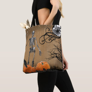 Halloween Pumpkin Skeleton Tygkasse