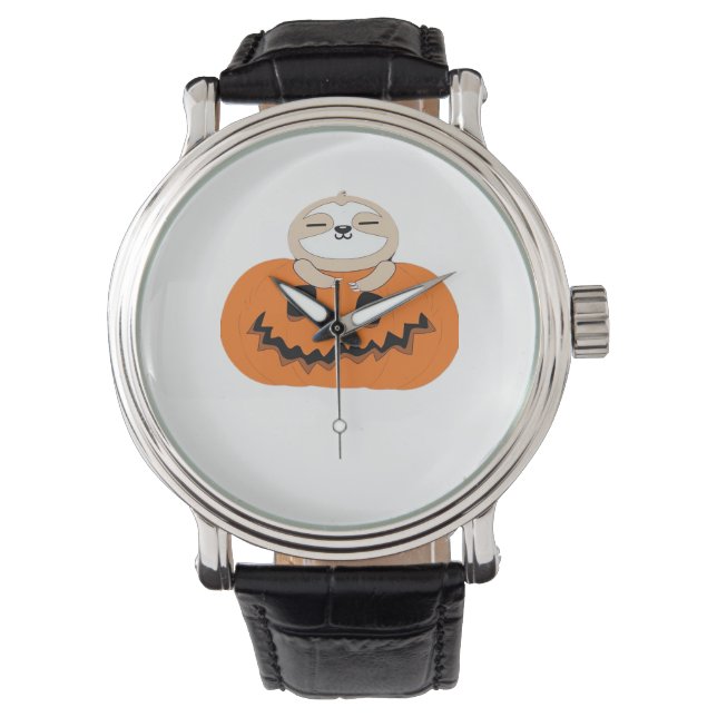 Halloween Pumpkin Sloth Classic T-Shirt Armbandsur (Framsida)