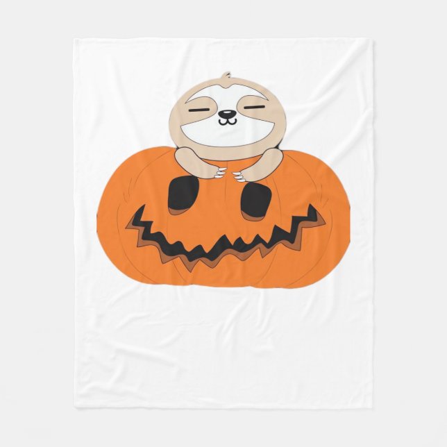 Halloween Pumpkin Sloth Classic T-Shirt Fleecefilt (Framsidan)