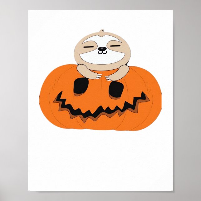 Halloween Pumpkin Sloth Classic T-Shirt Poster (Framsidan)