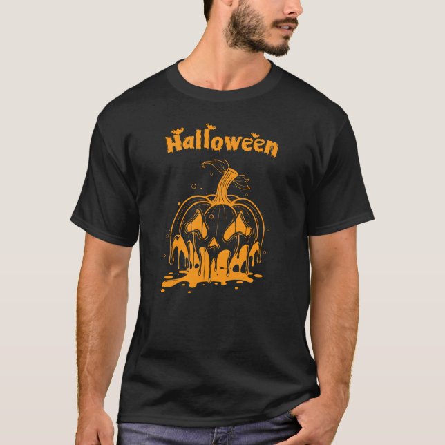 Halloween-pumpkin smälter ansikte t shirt (Framsida)